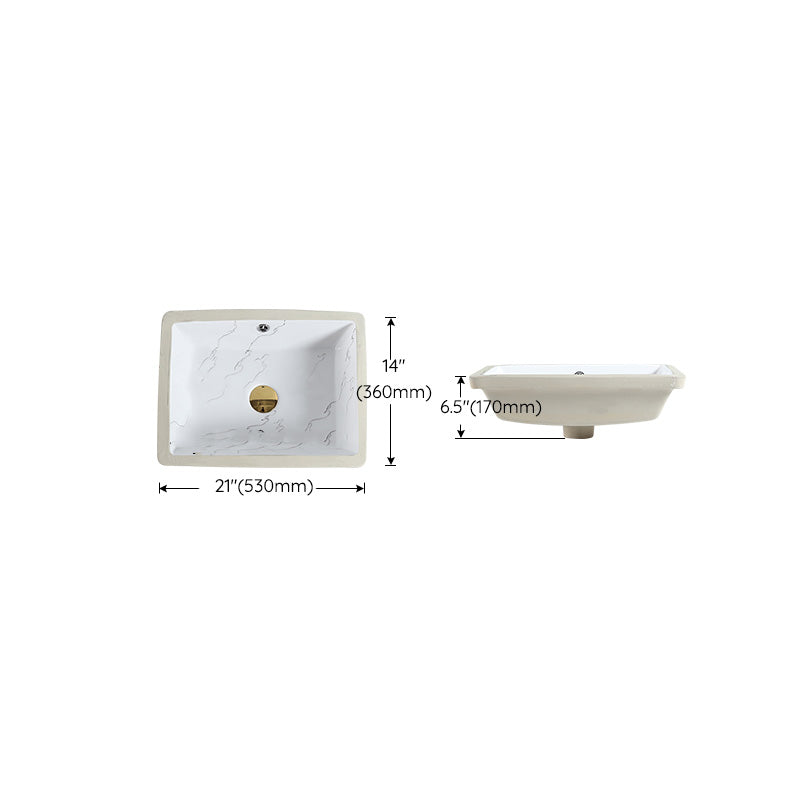 Modern Undermount Vanity Sink Rectangular Porcelain with Overflow Basin Sink Clearhalo 'Bathroom Remodel & Bathroom Fixtures' 'Bathroom Sinks & Faucet Components' 'Bathroom Sinks' 'bathroom_sink' 'Home Improvement' 'home_improvement' 'home_improvement_bathroom_sink' 7035649
