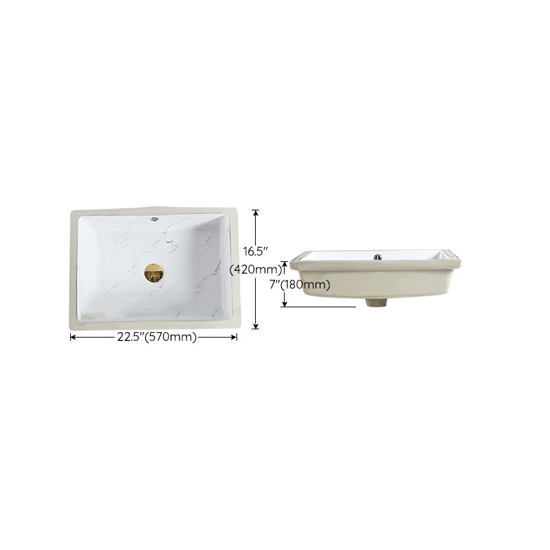 Modern Undermount Vanity Sink Rectangular Porcelain with Overflow Basin Sink Clearhalo 'Bathroom Remodel & Bathroom Fixtures' 'Bathroom Sinks & Faucet Components' 'Bathroom Sinks' 'bathroom_sink' 'Home Improvement' 'home_improvement' 'home_improvement_bathroom_sink' 7035651