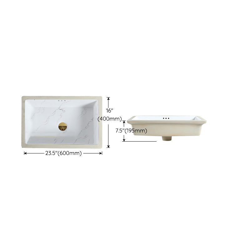 Modern Undermount Vanity Sink Rectangular Porcelain with Overflow Basin Sink Clearhalo 'Bathroom Remodel & Bathroom Fixtures' 'Bathroom Sinks & Faucet Components' 'Bathroom Sinks' 'bathroom_sink' 'Home Improvement' 'home_improvement' 'home_improvement_bathroom_sink' 7035652