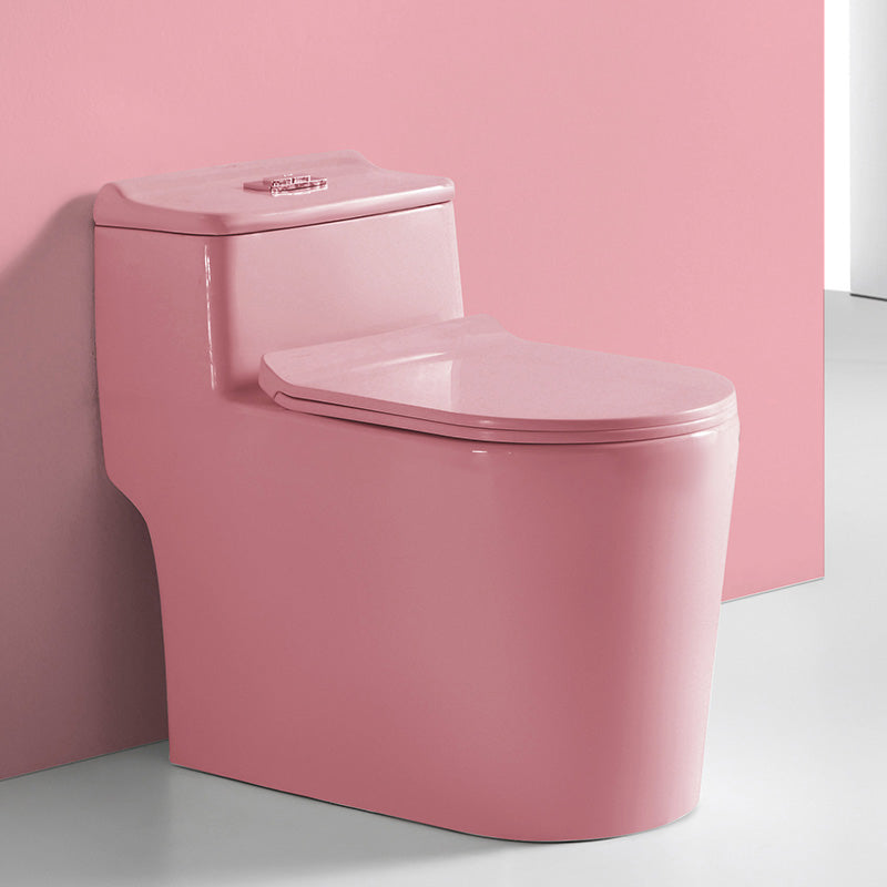 Traditional Ceramic Flush Toilet Floor Mounted Urine Toilet for Washroom 15"L x 27"W x 24"H Pink Clearhalo 'Bathroom Remodel & Bathroom Fixtures' 'Home Improvement' 'home_improvement' 'home_improvement_toilets' 'Toilets & Bidets' 'Toilets' 7035861