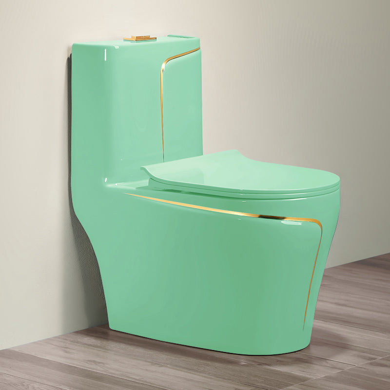 Traditional Ceramic Flush Toilet Floor Mounted Urine Toilet for Washroom 15"L x 27"W x 29"H Green Clearhalo 'Bathroom Remodel & Bathroom Fixtures' 'Home Improvement' 'home_improvement' 'home_improvement_toilets' 'Toilets & Bidets' 'Toilets' 7035862