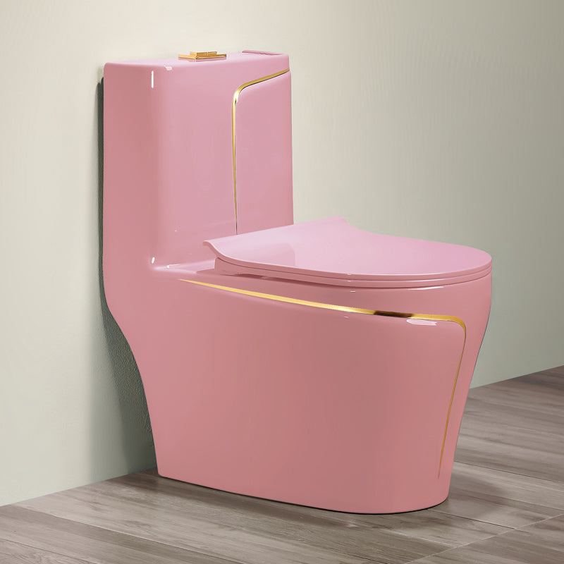 Traditional Ceramic Flush Toilet Floor Mounted Urine Toilet for Washroom 15"L x 27"W x 29"H Gold-Pink Clearhalo 'Bathroom Remodel & Bathroom Fixtures' 'Home Improvement' 'home_improvement' 'home_improvement_toilets' 'Toilets & Bidets' 'Toilets' 7035864