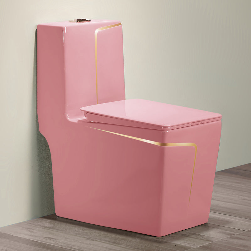 Traditional Ceramic Flush Toilet Floor Mounted Urine Toilet for Washroom 14"L x 27"W x 31"H Gold-Pink Clearhalo 'Bathroom Remodel & Bathroom Fixtures' 'Home Improvement' 'home_improvement' 'home_improvement_toilets' 'Toilets & Bidets' 'Toilets' 7035866