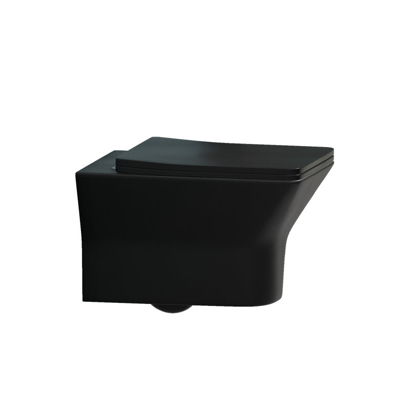 Modern Ceramic Flush Toilet Wall Mount Toilet Bowl for Washroom 15"L x 21"W x 15"H Black Toilet Only Clearhalo 'Bathroom Remodel & Bathroom Fixtures' 'Home Improvement' 'home_improvement' 'home_improvement_toilets' 'Toilets & Bidets' 'Toilets' 7035902