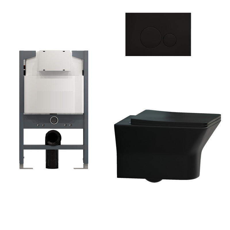 Modern Ceramic Flush Toilet Wall Mount Toilet Bowl for Washroom 15"L x 21"W x 15"H Black Toilet with Low Tanker Clearhalo 'Bathroom Remodel & Bathroom Fixtures' 'Home Improvement' 'home_improvement' 'home_improvement_toilets' 'Toilets & Bidets' 'Toilets' 7035903