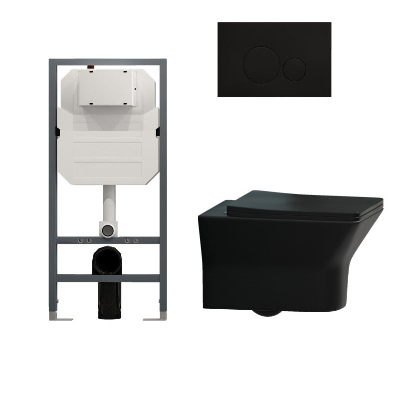 Modern Ceramic Flush Toilet Wall Mount Toilet Bowl for Washroom 15"L x 21"W x 15"H Black Toilet with High Tanker Clearhalo 'Bathroom Remodel & Bathroom Fixtures' 'Home Improvement' 'home_improvement' 'home_improvement_toilets' 'Toilets & Bidets' 'Toilets' 7035905