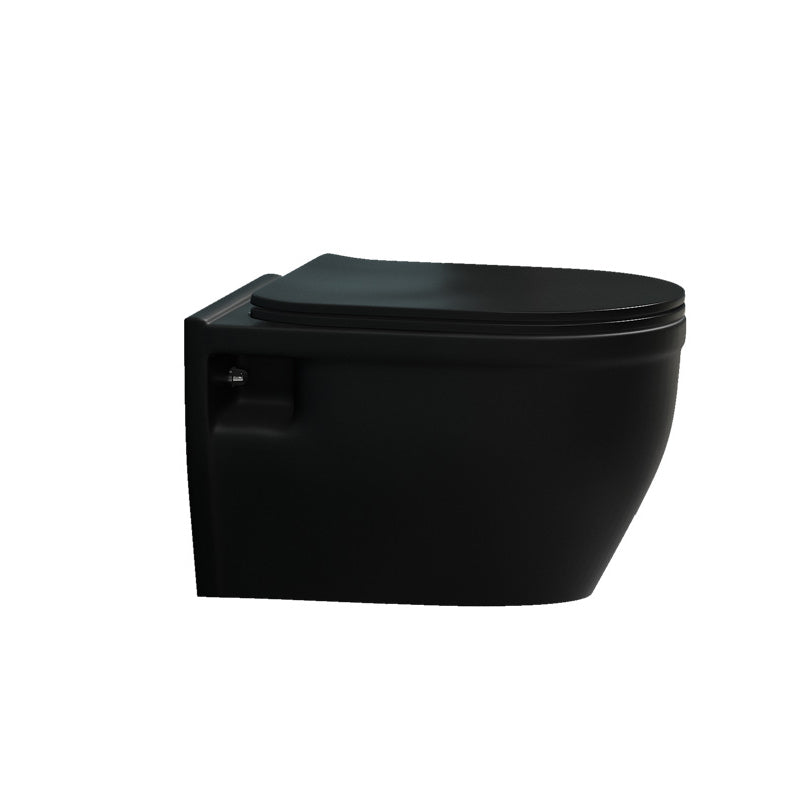 Modern Ceramic Flush Toilet Wall Mount Toilet Bowl for Washroom 14"L x 20"W x 14"H Black Toilet Only Clearhalo 'Bathroom Remodel & Bathroom Fixtures' 'Home Improvement' 'home_improvement' 'home_improvement_toilets' 'Toilets & Bidets' 'Toilets' 7035907