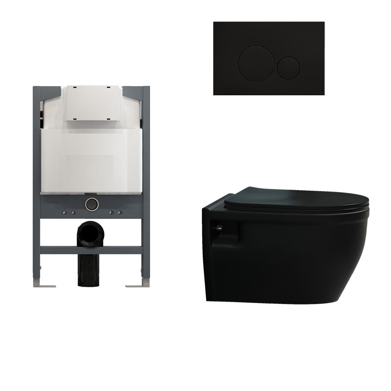Modern Ceramic Flush Toilet Wall Mount Toilet Bowl for Washroom 14"L x 20"W x 14"H Black Toilet with Low Tanker Clearhalo 'Bathroom Remodel & Bathroom Fixtures' 'Home Improvement' 'home_improvement' 'home_improvement_toilets' 'Toilets & Bidets' 'Toilets' 7035909