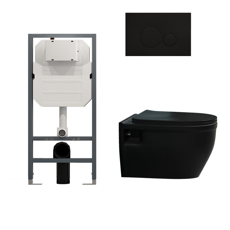 Modern Ceramic Flush Toilet Wall Mount Toilet Bowl for Washroom 14"L x 20"W x 14"H Black Toilet with High Tanker Clearhalo 'Bathroom Remodel & Bathroom Fixtures' 'Home Improvement' 'home_improvement' 'home_improvement_toilets' 'Toilets & Bidets' 'Toilets' 7035911