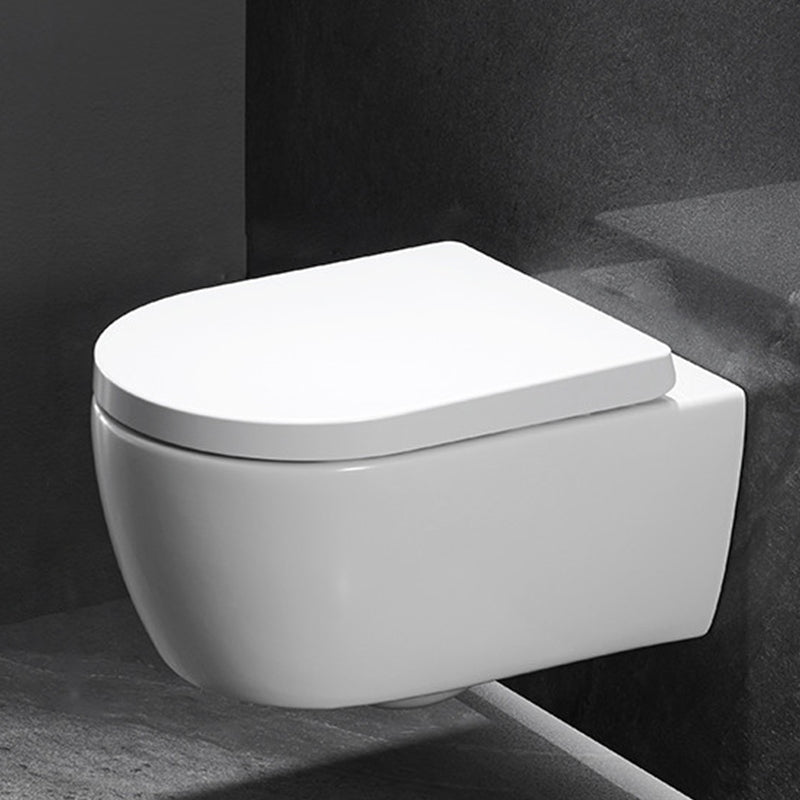 Modern Ceramic Flush Toilet Wall Mount White Toilet Bowl for Washroom 14"L x 21"W x 13"H Toilet Only Clearhalo 'Bathroom Remodel & Bathroom Fixtures' 'Home Improvement' 'home_improvement' 'home_improvement_toilets' 'Toilets & Bidets' 'Toilets' 7035919