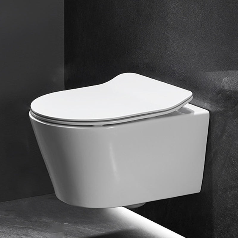 Modern Ceramic Flush Toilet Wall Mount White Toilet Bowl for Washroom 14"L x 19"W x 13"H Toilet Only Clearhalo 'Bathroom Remodel & Bathroom Fixtures' 'Home Improvement' 'home_improvement' 'home_improvement_toilets' 'Toilets & Bidets' 'Toilets' 7035920
