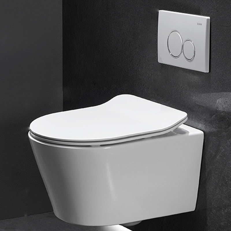 Modern Ceramic Flush Toilet Wall Mount White Toilet Bowl for Washroom 14"L x 19"W x 13"H Toilet with Tanker Clearhalo 'Bathroom Remodel & Bathroom Fixtures' 'Home Improvement' 'home_improvement' 'home_improvement_toilets' 'Toilets & Bidets' 'Toilets' 7035926
