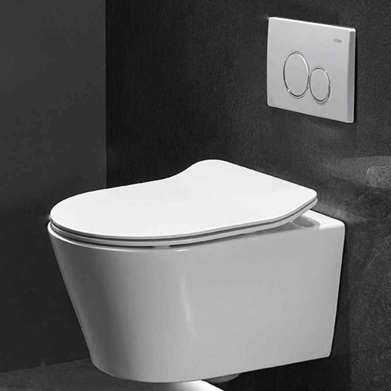 Modern Ceramic Flush Toilet Wall Mount White Toilet Bowl for Washroom 14"L x 19"W x 13"H Toilet with Tanker Clearhalo 'Bathroom Remodel & Bathroom Fixtures' 'Home Improvement' 'home_improvement' 'home_improvement_toilets' 'Toilets & Bidets' 'Toilets' 7035926