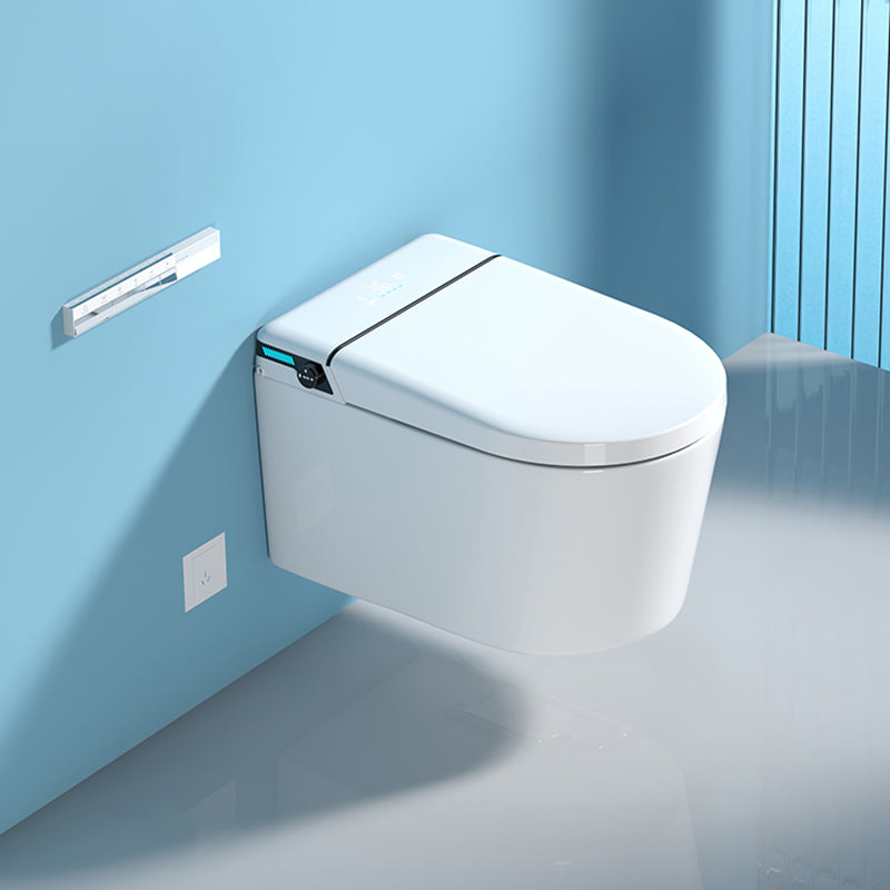 White Bidet Ceramic Heated Seat Elongated Foot Sensor Flush Smart Bidet in Tankless Clearhalo 'Bathroom Remodel & Bathroom Fixtures' 'Bidets' 'Home Improvement' 'home_improvement' 'home_improvement_bidets' 'Toilets & Bidets' 7036493