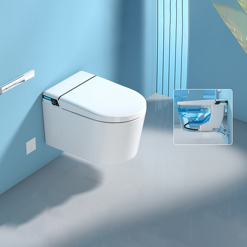 White Bidet Ceramic Heated Seat Elongated Foot Sensor Flush Smart Bidet in Tankless Manual Lid (Standard) Clearhalo 'Bathroom Remodel & Bathroom Fixtures' 'Bidets' 'Home Improvement' 'home_improvement' 'home_improvement_bidets' 'Toilets & Bidets' 7036494