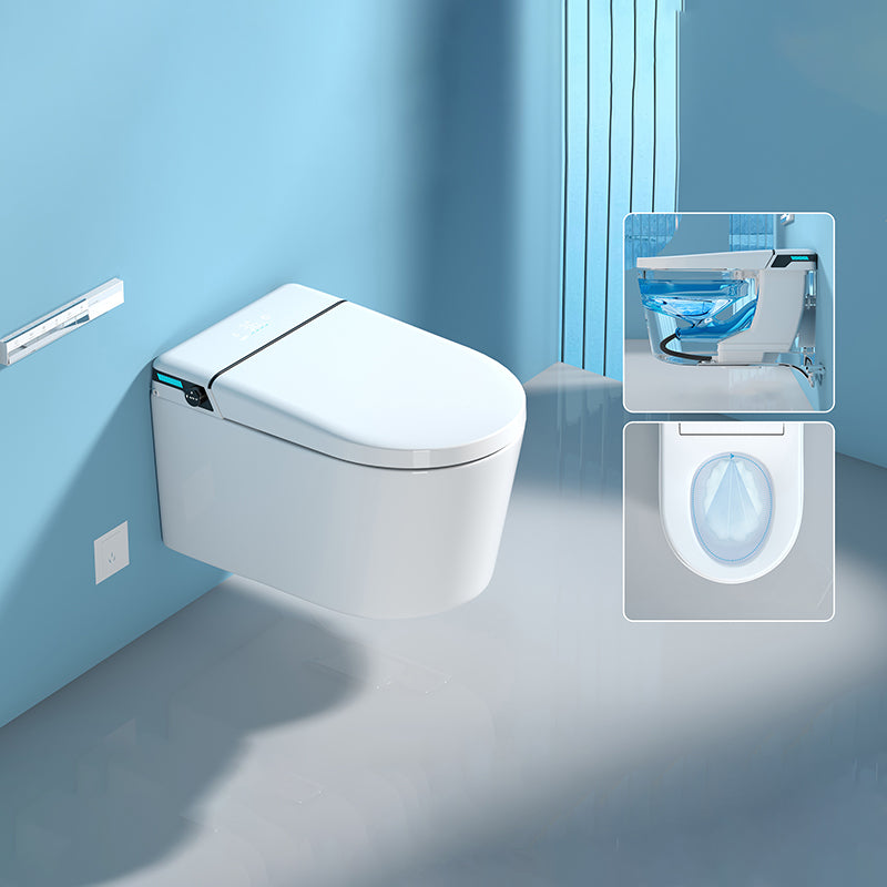 White Bidet Ceramic Heated Seat Elongated Foot Sensor Flush Smart Bidet in Tankless Manual Flip & Splash Proof (Standard） Clearhalo 'Bathroom Remodel & Bathroom Fixtures' 'Bidets' 'Home Improvement' 'home_improvement' 'home_improvement_bidets' 'Toilets & Bidets' 7036495