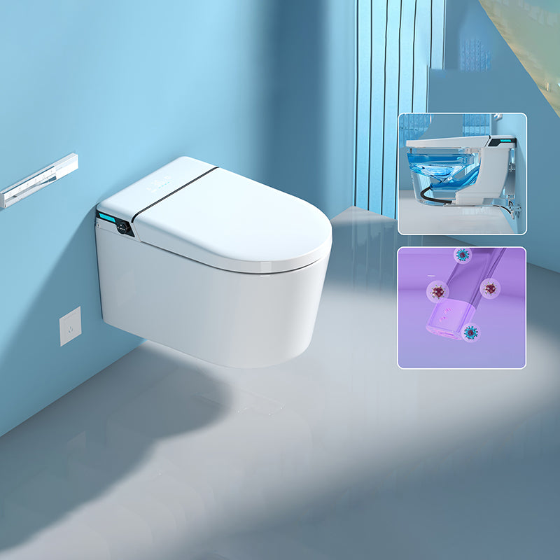 White Bidet Ceramic Heated Seat Elongated Foot Sensor Flush Smart Bidet in Tankless Automatic Flap & Ultraviolet Sterilization Clearhalo 'Bathroom Remodel & Bathroom Fixtures' 'Bidets' 'Home Improvement' 'home_improvement' 'home_improvement_bidets' 'Toilets & Bidets' 7036497