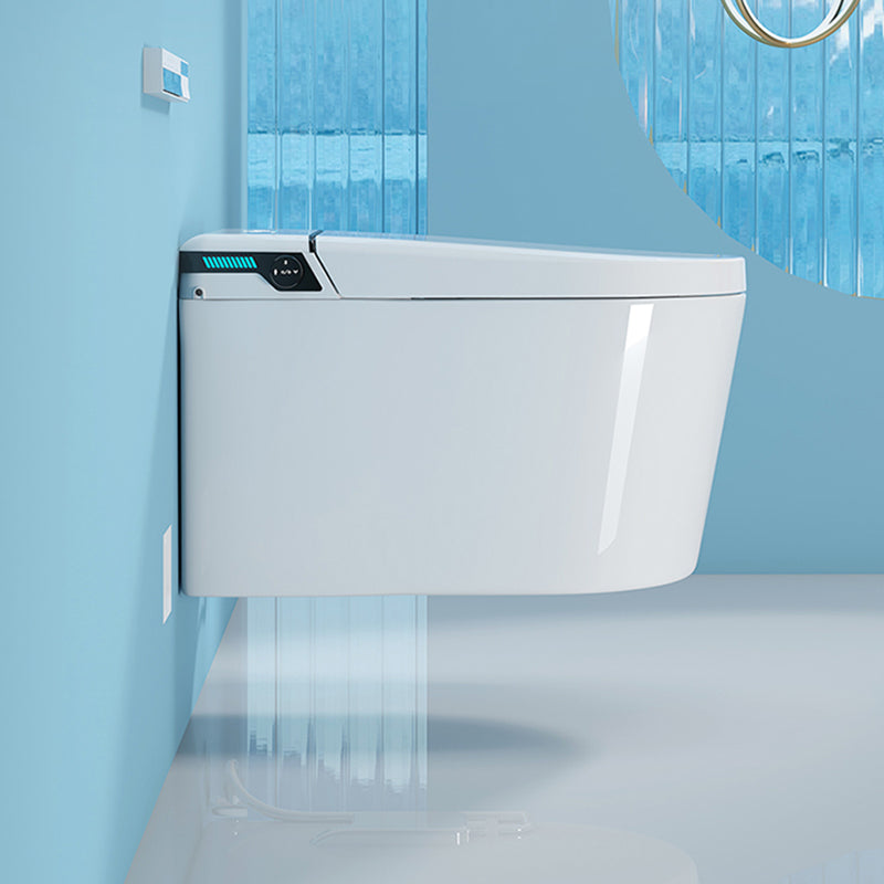 White Bidet Ceramic Heated Seat Elongated Foot Sensor Flush Smart Bidet in Tankless Clearhalo 'Bathroom Remodel & Bathroom Fixtures' 'Bidets' 'Home Improvement' 'home_improvement' 'home_improvement_bidets' 'Toilets & Bidets' 7036498