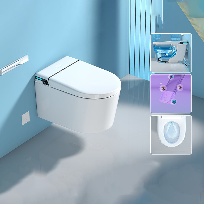 White Bidet Ceramic Heated Seat Elongated Foot Sensor Flush Smart Bidet in Tankless Manual Lid & Ultraviolet Sterilization& Splash Proof Clearhalo 'Bathroom Remodel & Bathroom Fixtures' 'Bidets' 'Home Improvement' 'home_improvement' 'home_improvement_bidets' 'Toilets & Bidets' 7036499