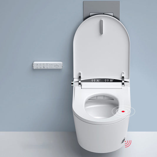 Smart Toilet White Elongated Rust Resistant Ceramic Foot Sensor Flush Toilet with Tank Clearhalo 'Bathroom Remodel & Bathroom Fixtures' 'Bidets' 'Home Improvement' 'home_improvement' 'home_improvement_bidets' 'Toilets & Bidets' 7036512