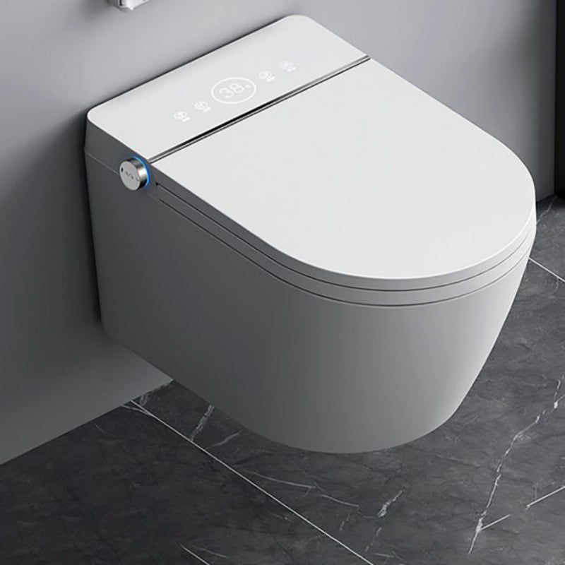 White Smart Toilet Antimicrobial Foot Sensor Elongated Wall Hung Toilet Set Clearhalo 'Bathroom Remodel & Bathroom Fixtures' 'Bidets' 'Home Improvement' 'home_improvement' 'home_improvement_bidets' 'Toilets & Bidets' 7036520