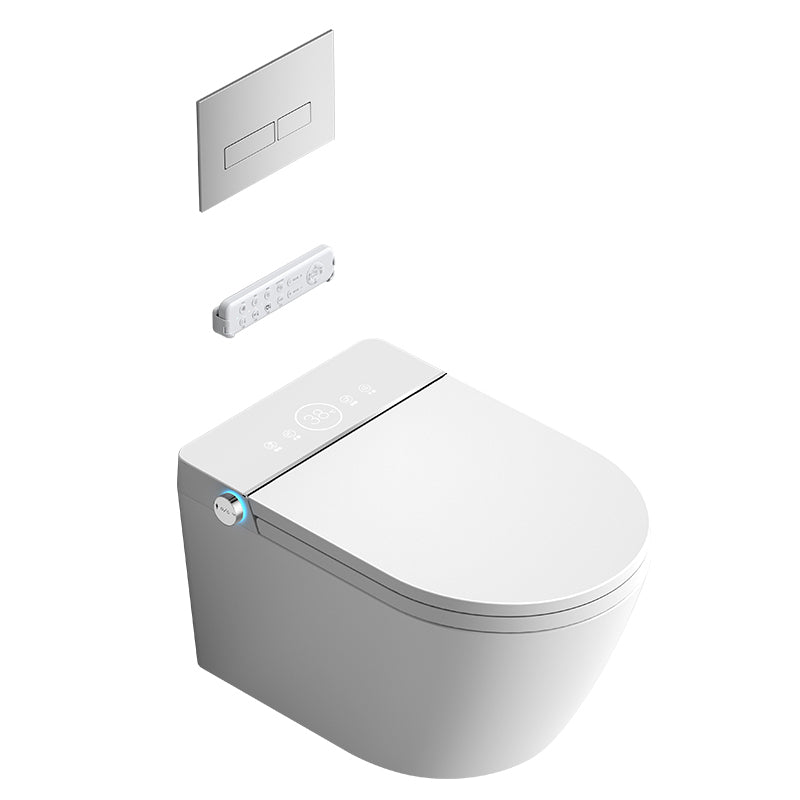 White Smart Toilet Antimicrobial Foot Sensor Elongated Wall Hung Toilet Set White Clearhalo 'Bathroom Remodel & Bathroom Fixtures' 'Bidets' 'Home Improvement' 'home_improvement' 'home_improvement_bidets' 'Toilets & Bidets' 7036524