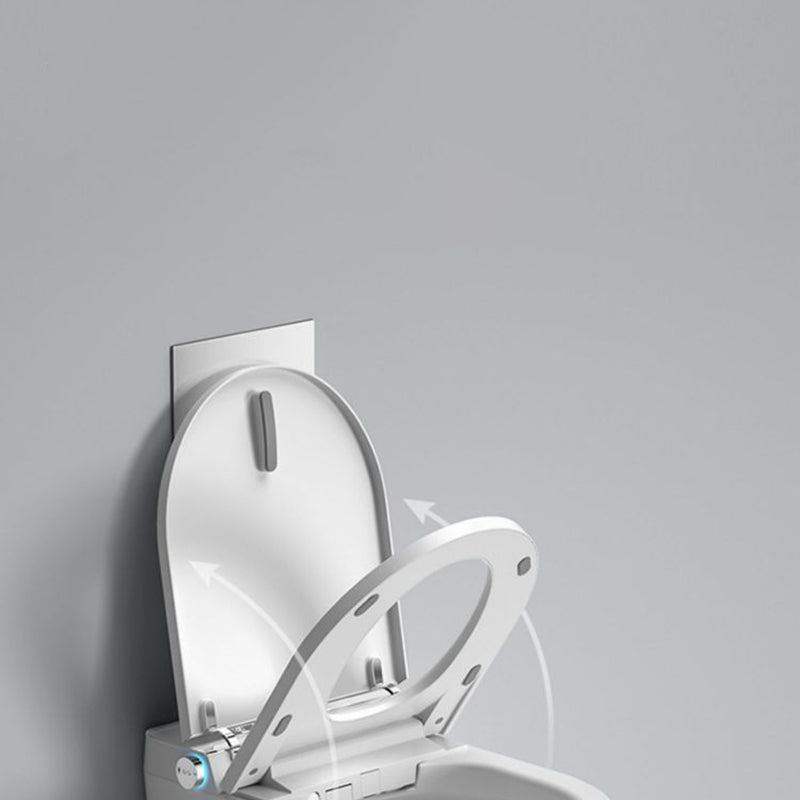 White Smart Toilet Antimicrobial Foot Sensor Elongated Wall Hung Toilet Set Clearhalo 'Bathroom Remodel & Bathroom Fixtures' 'Bidets' 'Home Improvement' 'home_improvement' 'home_improvement_bidets' 'Toilets & Bidets' 7036525