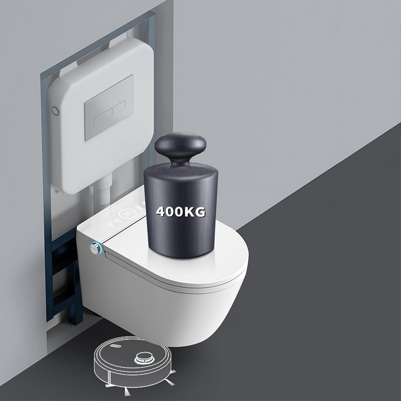 White Smart Toilet Antimicrobial Foot Sensor Elongated Wall Hung Toilet Set Clearhalo 'Bathroom Remodel & Bathroom Fixtures' 'Bidets' 'Home Improvement' 'home_improvement' 'home_improvement_bidets' 'Toilets & Bidets' 7036529