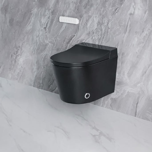 Black Smart Toilet Antimicrobial Foot Sensor Elongated Wall Hung Toilet Set Clearhalo 'Bathroom Remodel & Bathroom Fixtures' 'Bidets' 'Home Improvement' 'home_improvement' 'home_improvement_bidets' 'Toilets & Bidets' 7036559