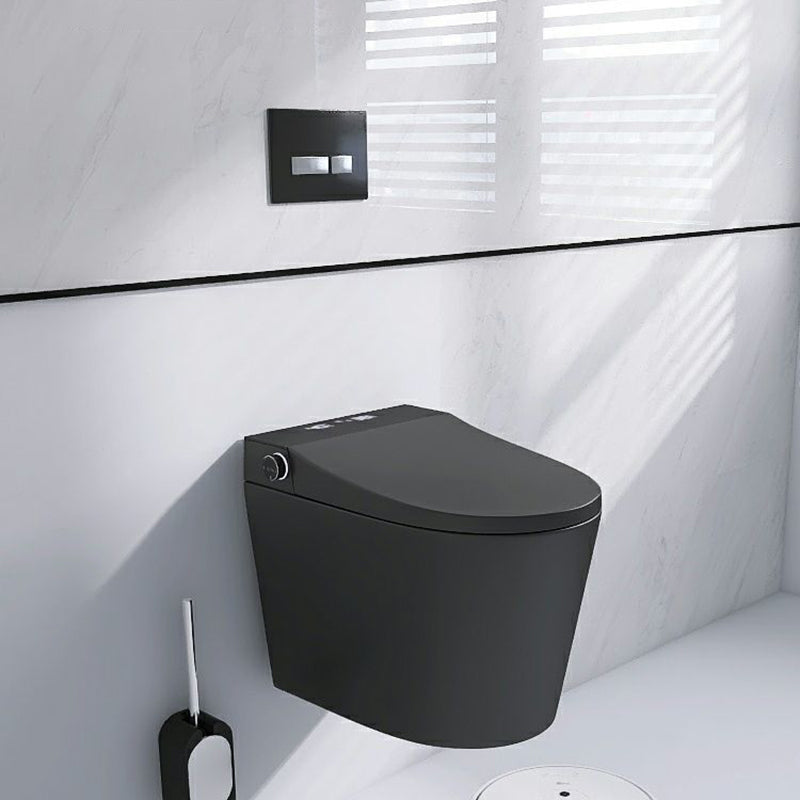 Black Smart Toilet Antimicrobial Foot Sensor Elongated Wall Hung Toilet Set Clearhalo 'Bathroom Remodel & Bathroom Fixtures' 'Bidets' 'Home Improvement' 'home_improvement' 'home_improvement_bidets' 'Toilets & Bidets' 7036560