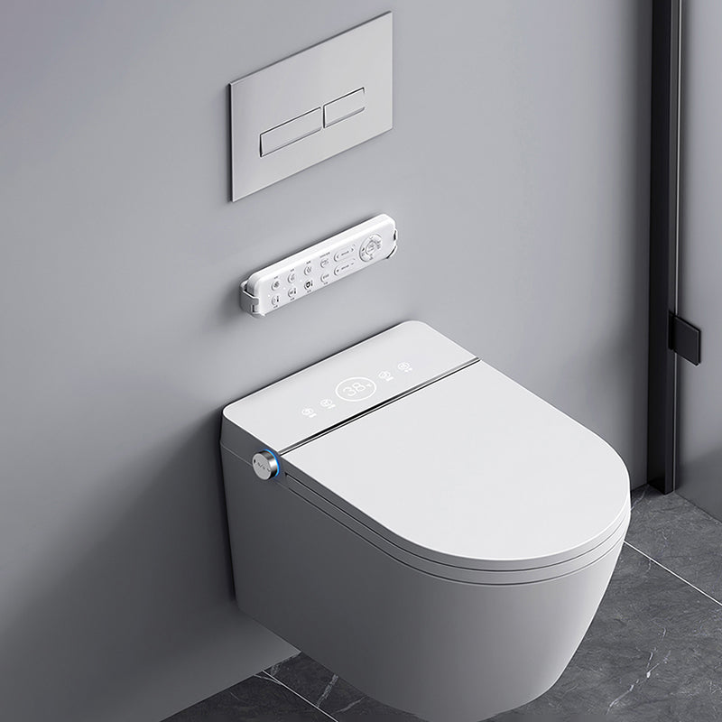 Cotton White Smart Toilet Antimicrobial Foot Sensor Elongated Wall Hung Toilet Set Clearhalo 'Bathroom Remodel & Bathroom Fixtures' 'Bidets' 'Home Improvement' 'home_improvement' 'home_improvement_bidets' 'Toilets & Bidets' 7036569