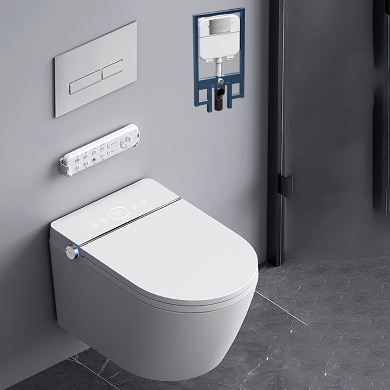 Cotton White Smart Toilet Antimicrobial Foot Sensor Elongated Wall Hung Toilet Set Clearhalo 'Bathroom Remodel & Bathroom Fixtures' 'Bidets' 'Home Improvement' 'home_improvement' 'home_improvement_bidets' 'Toilets & Bidets' 7036570