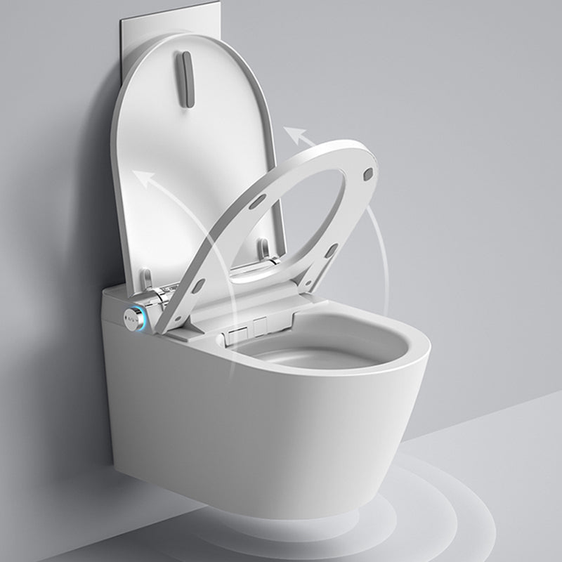 Cotton White Smart Toilet Antimicrobial Foot Sensor Elongated Wall Hung Toilet Set Clearhalo 'Bathroom Remodel & Bathroom Fixtures' 'Bidets' 'Home Improvement' 'home_improvement' 'home_improvement_bidets' 'Toilets & Bidets' 7036572