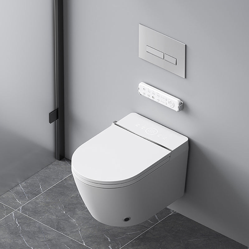 Cotton White Smart Toilet Antimicrobial Foot Sensor Elongated Wall Hung Toilet Set Clearhalo 'Bathroom Remodel & Bathroom Fixtures' 'Bidets' 'Home Improvement' 'home_improvement' 'home_improvement_bidets' 'Toilets & Bidets' 7036573