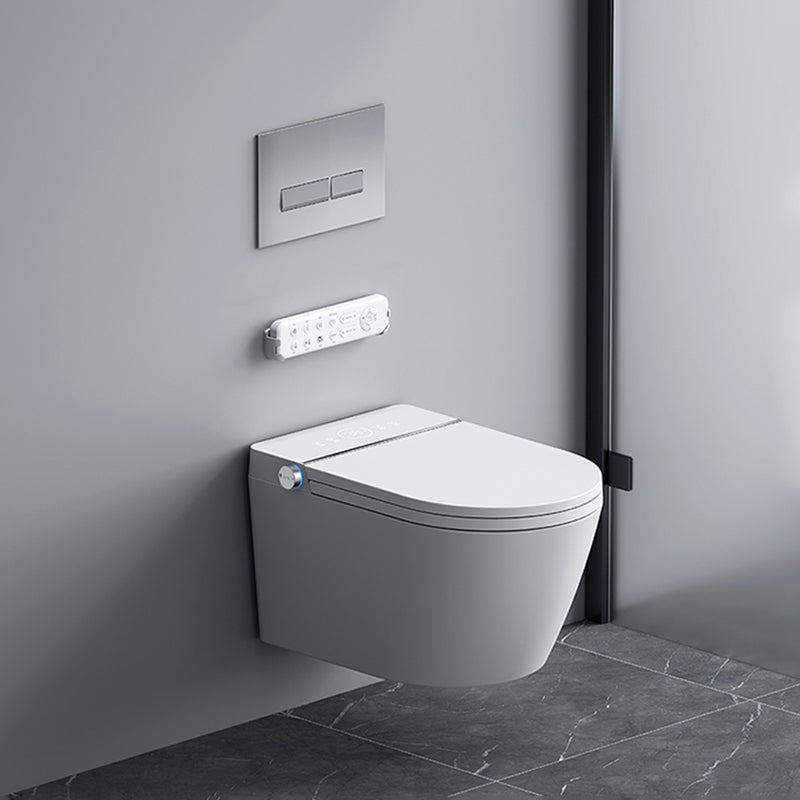 Cotton White Smart Toilet Antimicrobial Foot Sensor Elongated Wall Hung Toilet Set Clearhalo 'Bathroom Remodel & Bathroom Fixtures' 'Bidets' 'Home Improvement' 'home_improvement' 'home_improvement_bidets' 'Toilets & Bidets' 7036579