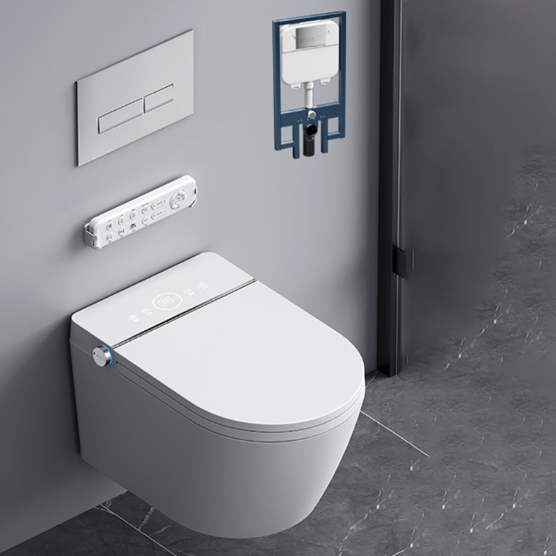 Elongated Smart Bidet Wall-Mounted White Ceramic Foot Sensor Flush Heated Seat Bidet White Toilet+ Water Tank Clearhalo 'Bathroom Remodel & Bathroom Fixtures' 'Bidets' 'Home Improvement' 'home_improvement' 'home_improvement_bidets' 'Toilets & Bidets' 7036625