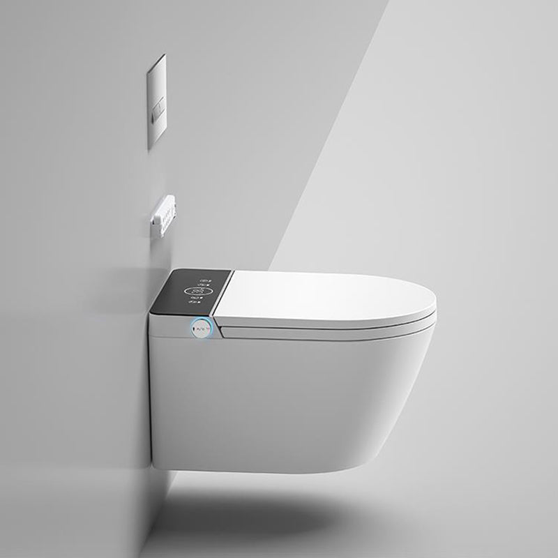 Elongated Smart Bidet Wall-Mounted White Ceramic Foot Sensor Flush Heated Seat Bidet Clearhalo 'Bathroom Remodel & Bathroom Fixtures' 'Bidets' 'Home Improvement' 'home_improvement' 'home_improvement_bidets' 'Toilets & Bidets' 7036626