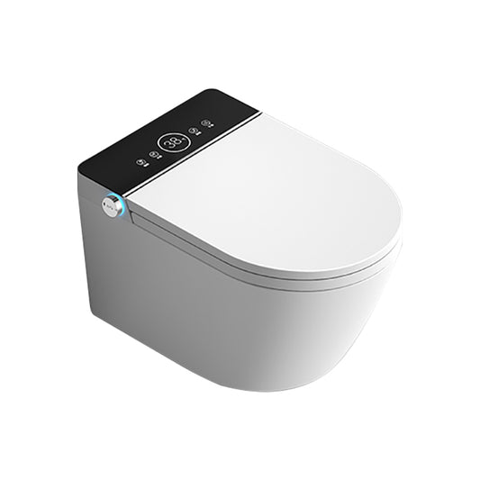 Elongated Smart Bidet Wall-Mounted White Ceramic Foot Sensor Flush Heated Seat Bidet Clearhalo 'Bathroom Remodel & Bathroom Fixtures' 'Bidets' 'Home Improvement' 'home_improvement' 'home_improvement_bidets' 'Toilets & Bidets' 7036628