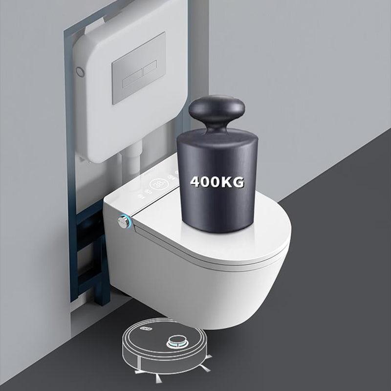 Elongated Smart Bidet Wall-Mounted White Ceramic Foot Sensor Flush Heated Seat Bidet Clearhalo 'Bathroom Remodel & Bathroom Fixtures' 'Bidets' 'Home Improvement' 'home_improvement' 'home_improvement_bidets' 'Toilets & Bidets' 7036631