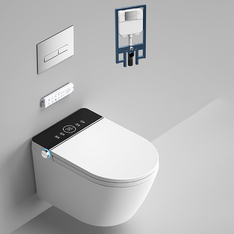 Contemporary Foot Sensor Ceramic Elongated Heated Seat Wall Mounted Bidet Black Toilet+ Water Tank Clearhalo 'Bathroom Remodel & Bathroom Fixtures' 'Bidets' 'Home Improvement' 'home_improvement' 'home_improvement_bidets' 'Toilets & Bidets' 7036648