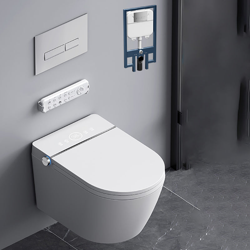 Contemporary Foot Sensor Ceramic Elongated Heated Seat Wall Mounted Bidet White Toilet+ Water Tank Clearhalo 'Bathroom Remodel & Bathroom Fixtures' 'Bidets' 'Home Improvement' 'home_improvement' 'home_improvement_bidets' 'Toilets & Bidets' 7036649