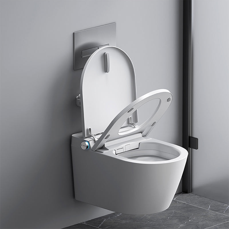 Contemporary Foot Sensor Ceramic Elongated Heated Seat Wall Mounted Bidet Clearhalo 'Bathroom Remodel & Bathroom Fixtures' 'Bidets' 'Home Improvement' 'home_improvement' 'home_improvement_bidets' 'Toilets & Bidets' 7036652