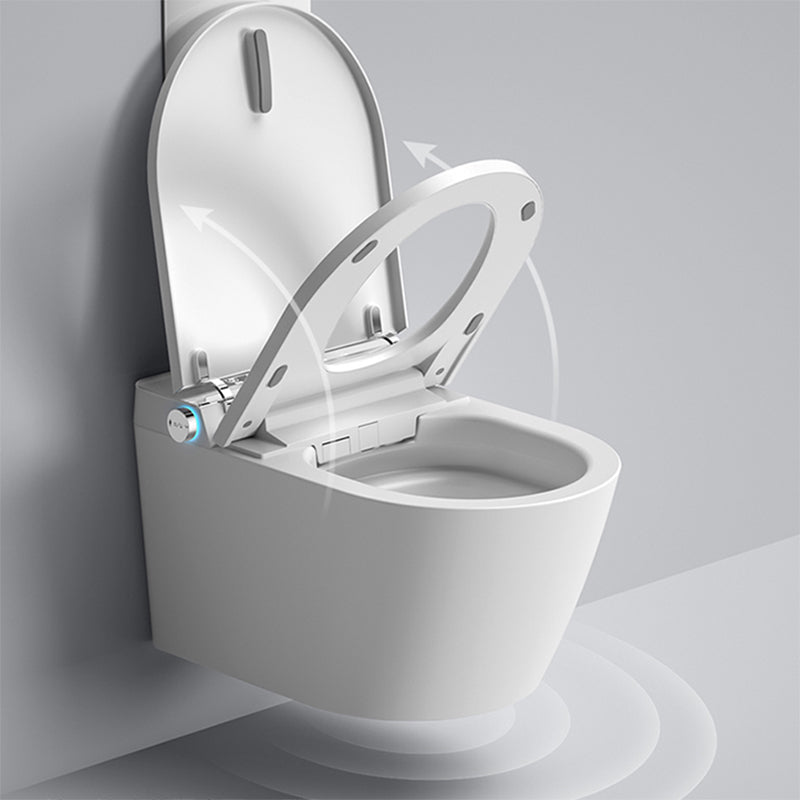 Contemporary Foot Sensor Ceramic Elongated Heated Seat Wall Mounted Bidet Clearhalo 'Bathroom Remodel & Bathroom Fixtures' 'Bidets' 'Home Improvement' 'home_improvement' 'home_improvement_bidets' 'Toilets & Bidets' 7036655
