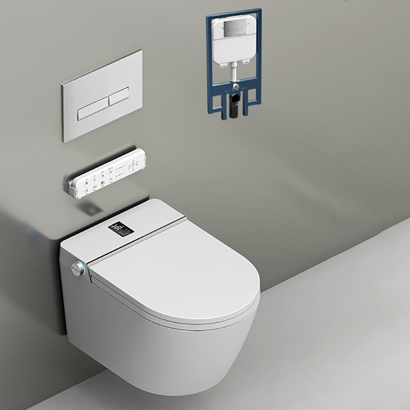 Contemporary Water Pressure Control Ceramic Elongated Heated Seat Smart Bidet Black White Toilet+ Water Tank Clearhalo 'Bathroom Remodel & Bathroom Fixtures' 'Bidets' 'Home Improvement' 'home_improvement' 'home_improvement_bidets' 'Toilets & Bidets' 7036686