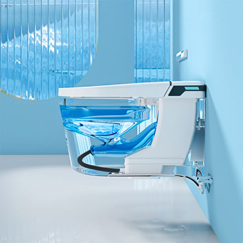 Contemporary Heated Seat Ceramic Dryer White Elongated Wall Hung Toilet Set Clearhalo 'Bathroom Remodel & Bathroom Fixtures' 'Bidets' 'Home Improvement' 'home_improvement' 'home_improvement_bidets' 'Toilets & Bidets' 7036716