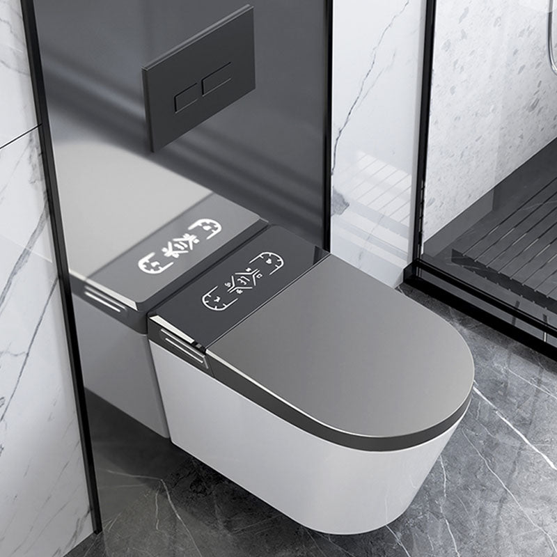 Contemporary Elongated Deodorizing Ceramic Foot Sensor Wall Mounted Bidet Bidet with High Water Tank Gray White Clearhalo 'Bathroom Remodel & Bathroom Fixtures' 'Bidets' 'Home Improvement' 'home_improvement' 'home_improvement_bidets' 'Toilets & Bidets' 7036831