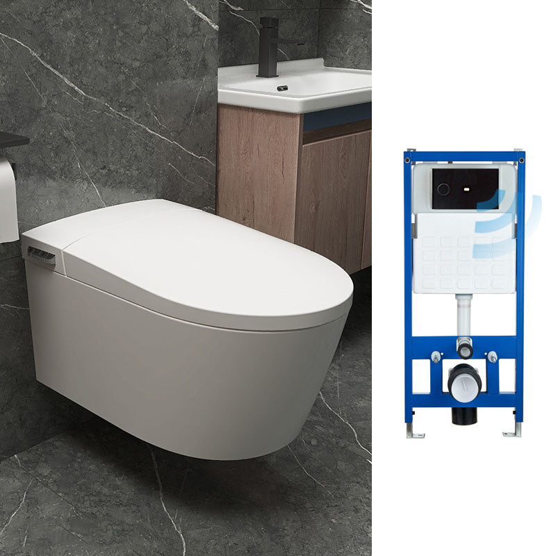 Contemporary Elongated Wall Hung Toilet Set with Temperature Control Toilet & Induction Water Tank Clearhalo 'Bathroom Remodel & Bathroom Fixtures' 'Bidets' 'Home Improvement' 'home_improvement' 'home_improvement_bidets' 'Toilets & Bidets' 7036918