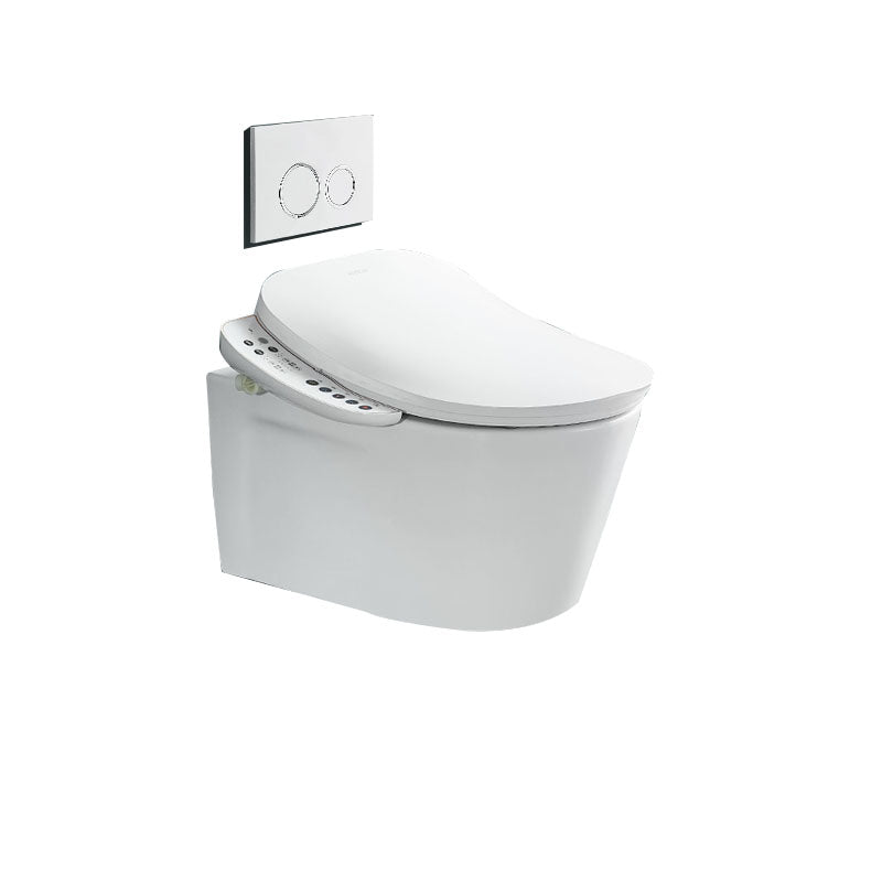 Contemporary Electronic Elongated Toilet with Heated Seat Wall Mounted Bidet Manual Lid (Standard) Clearhalo 'Bathroom Remodel & Bathroom Fixtures' 'Bidets' 'Home Improvement' 'home_improvement' 'home_improvement_bidets' 'Toilets & Bidets' 7036942
