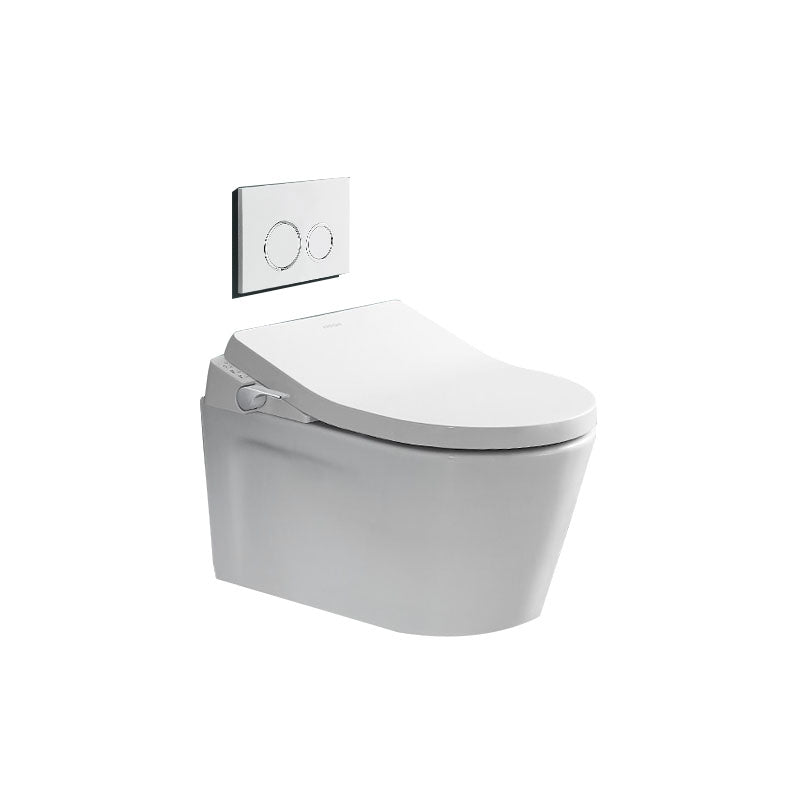 Contemporary Electronic Elongated Toilet with Heated Seat Wall Mounted Bidet Manual Flip (Standard) Clearhalo 'Bathroom Remodel & Bathroom Fixtures' 'Bidets' 'Home Improvement' 'home_improvement' 'home_improvement_bidets' 'Toilets & Bidets' 7036943