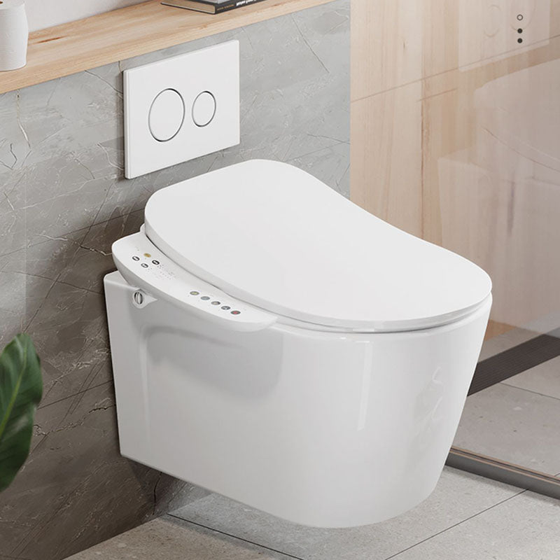 Electronic Elongated Toilet Vitreous China Wall Mounted Bidet Soft Closing Seat Clearhalo 'Bathroom Remodel & Bathroom Fixtures' 'Bidets' 'Home Improvement' 'home_improvement' 'home_improvement_bidets' 'Toilets & Bidets' 7036955